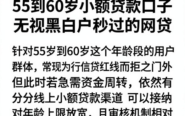 55到60岁小额贷款口子,筛选五个无视黑白户秒过的网贷