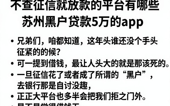 不查征信就放款的平台有哪些,枚举五个苏州黑户贷款5万的app