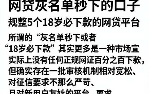 网贷灰名单秒下的口子,规整5个18岁必下款的网贷平台