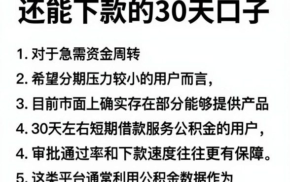 还能下款的30天口子,枚举五个公积金快速贷款app