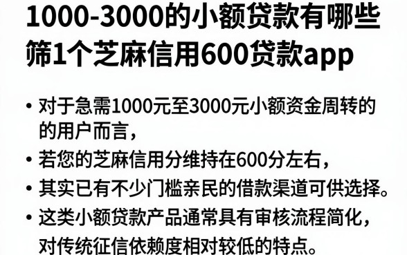 1000-3000的小额贷款有哪些,筛选五个芝麻信用600贷款app