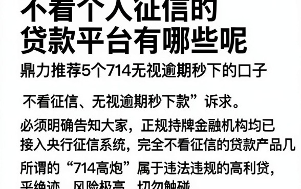 不看个人征信的贷款平台有哪些呢,鼎力推荐5个714无视逾期秒下的口子