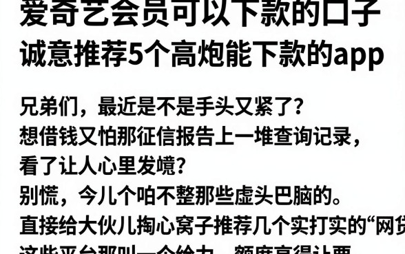 爱奇艺会员可以下款的口子，诚意推荐5个高炮能下款的app
