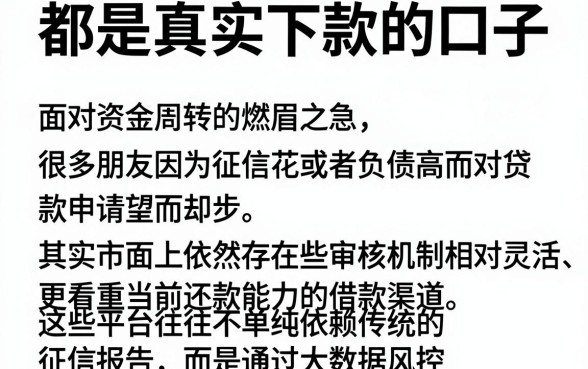 都是真实下款的口子，揭秘五个不看负债和征信的软件