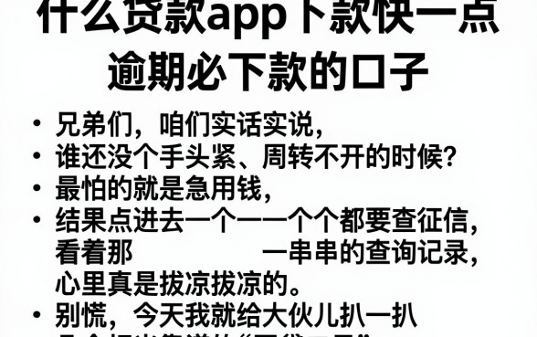 什么贷款app下款快一点,胪列五个逾期必下款的口子