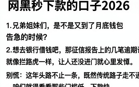 网黑秒下款的口子2026,枚举5个有逾期借款容易通过的app