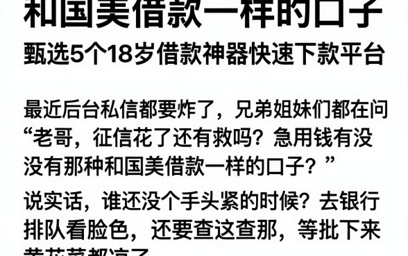 和国美借款一样的口子,甄选5个18岁借款神器快速下款平台