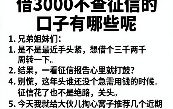 借3000不查征信的口子有哪些呢,胪列5个高能分期贷款app新秀
