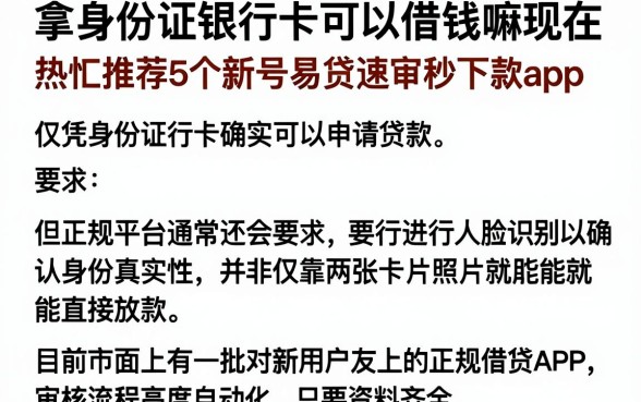 拿身份证银行卡可以借钱嘛现在,热忱推荐5个新号易贷速审秒下款app
