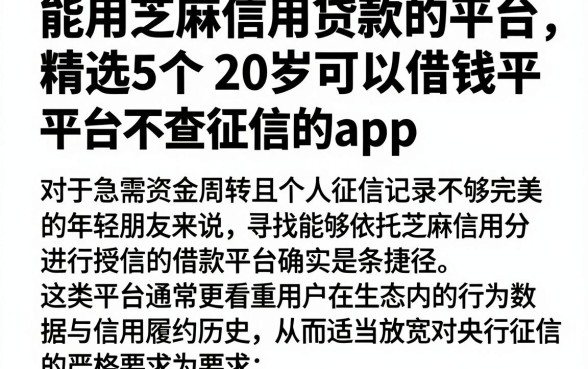 能用芝麻信用贷款的平台,精选5个20岁可以借钱平台不查征信的app