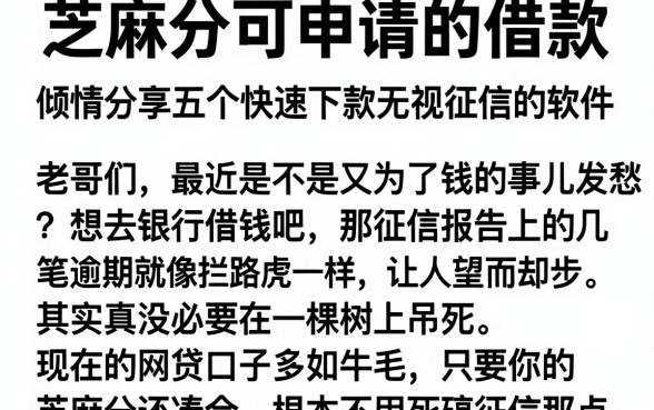 芝麻分可申请的借款,倾情分享五个快速下款无视征信的软件