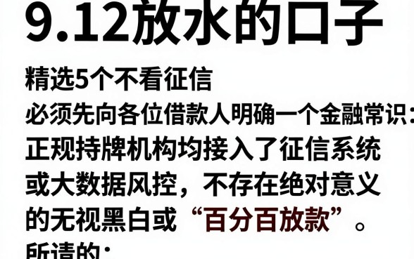 9.12放水的口子,精选5个不看征信无视黑白百分百下款平台