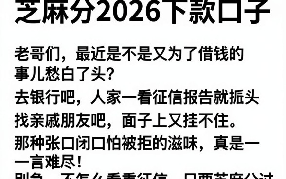 芝麻分2026下款口子,细致阐述五个无视征信黑户口子