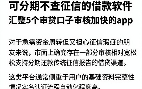 可分期不查征信的借款软件,汇整5个审贷口子审核加快的app