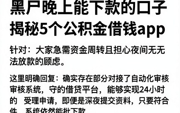 黑尸晚上能下款的口子，揭秘5个公积金借钱app