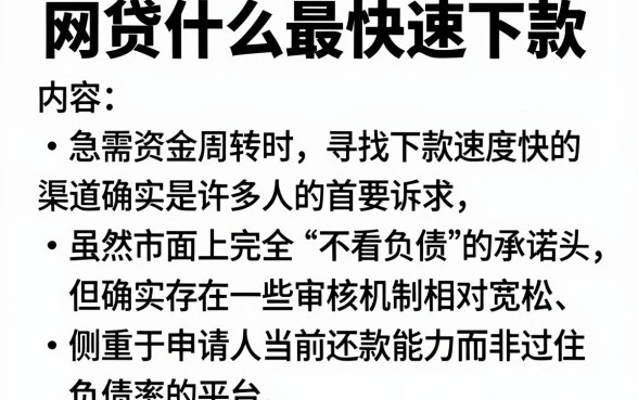 网贷什么最快速下款,概览五个不看负债秒下款的网贷口子