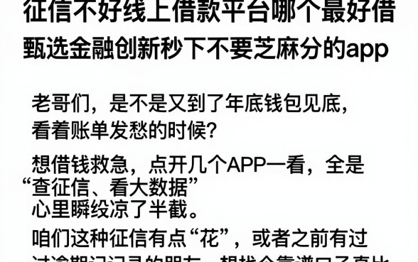 征信不好线上借款平台哪个最好借，甄选五个金融创新秒下不要芝麻分的app