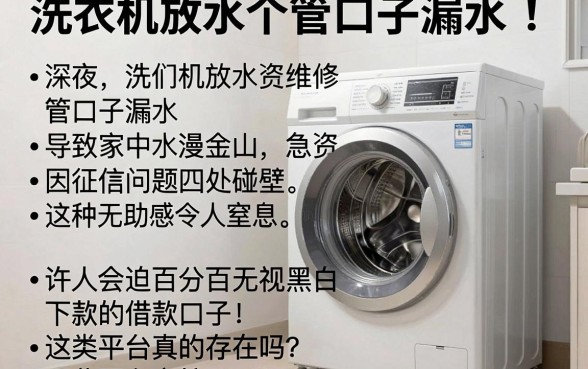 洗衣机放水管口子漏水，详细阐述5个无视黑白百分百下款的借款口子