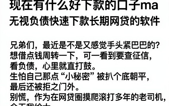 现在有什么好下款的口子ma，筛选五个无视负债快速下款长期网贷的软件