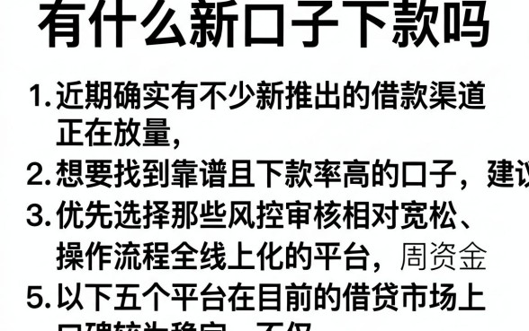 有什么新口子下款吗，条列5个比较靠谱的借钱口子