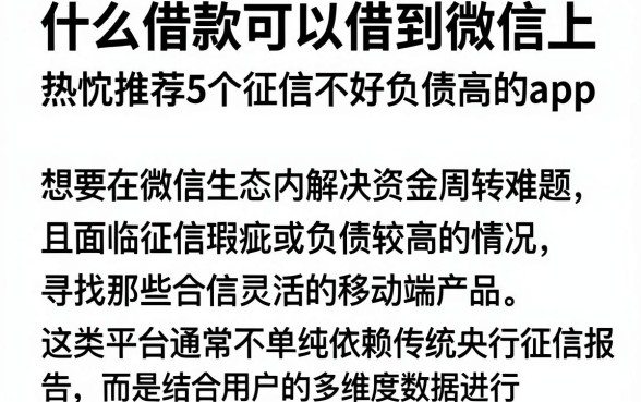 什么借款可以借到微信上,热忱推荐5个征信不好负债高的app