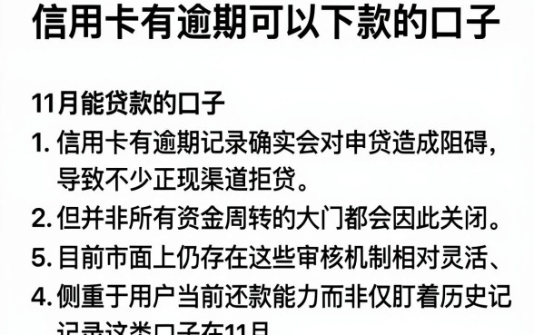 信用卡有逾期可以下款的口子,胪列5个11月能贷款的口子