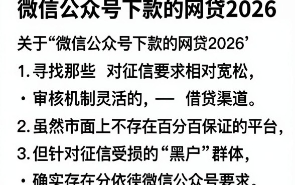 微信公众号下款的网贷2026,理出五个黑户下款平台
