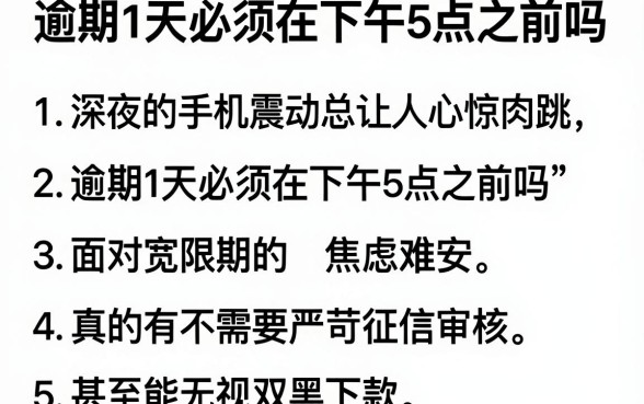 逾期1天必须在下午5点之前吗,胪列5个无视双黑下款5000的口子