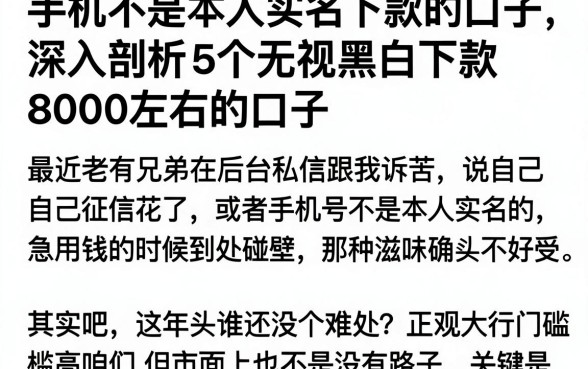 手机不是本人实名下款的口子,深入剖析5个无视黑白下款8000左右的口子