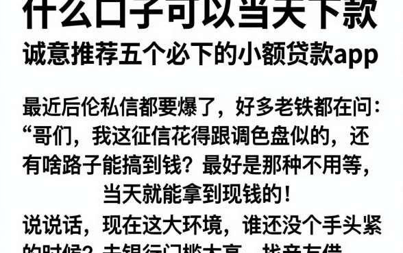 什么口子可以当天下款,诚意推荐五个必下的小额贷款app