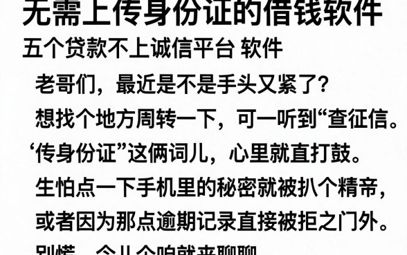 无需上传身份证的借钱软件,细致阐述五个贷款不上诚信平台的软件