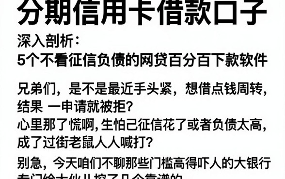 分期信用卡借款口子,深入剖析5个不看征信负债的网贷百分百下款软件