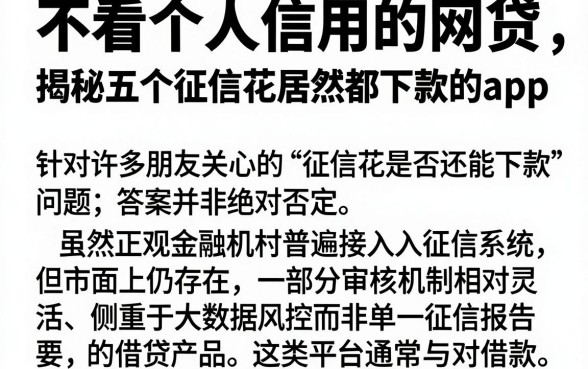 不看个人信用的网贷,揭秘五个征信花居然都下款的app