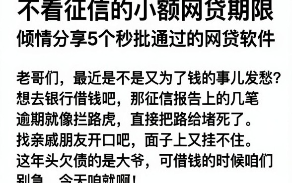 不看征信的小额网贷期限，倾情分享5个秒批通过的网贷软件