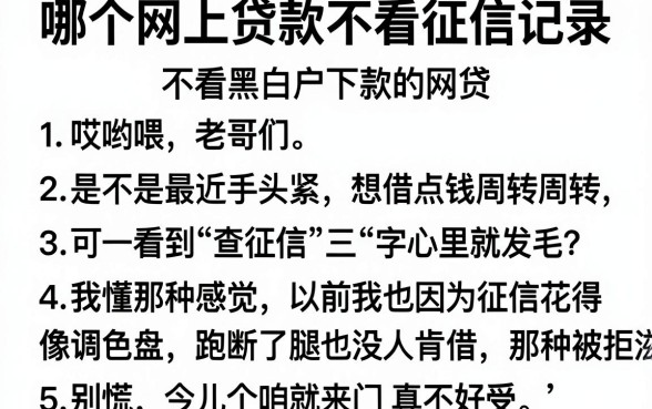 哪个网上贷款不看征信记录,陈列五个不看黑白户下款的网贷