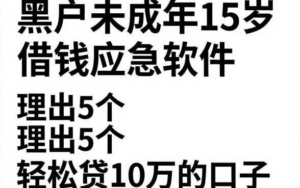 黑户未成年15岁借钱应急软件,理出5个轻松贷10万的口子