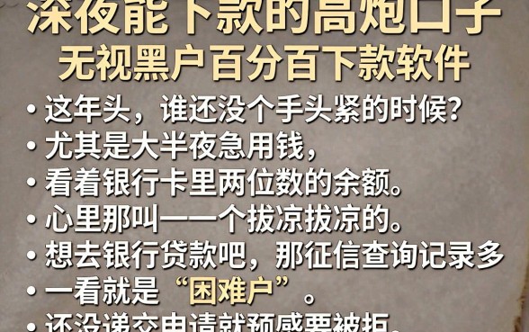 深夜能下款的高炮口子，深入剖析五个无视黑户百分百下款软件