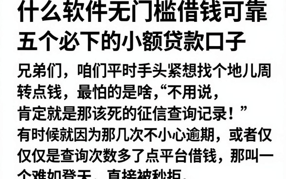 什么软件无门槛借钱可靠,枚举五个必下的小额贷款口子