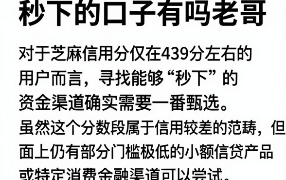 秒下的口子有吗老哥,精选五个芝麻信用439分下款的软件