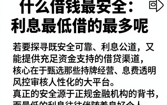 什么借钱最安全利息最低借的最多呢,归集五个轻松借款无压力平台