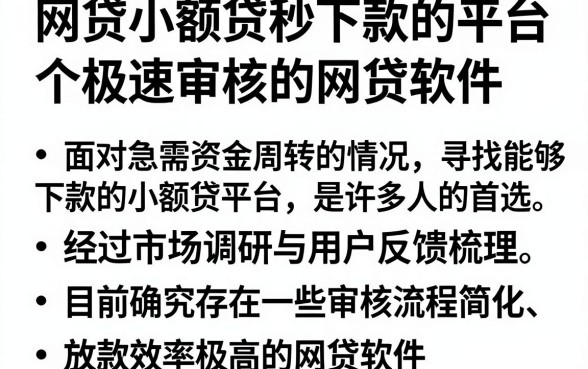 网贷小额贷秒下款的平台，规整五个极速审核的网贷软件