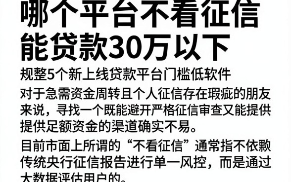 哪个平台不看征信能贷款30万以下,规整5个新上线贷款平台门槛低软件