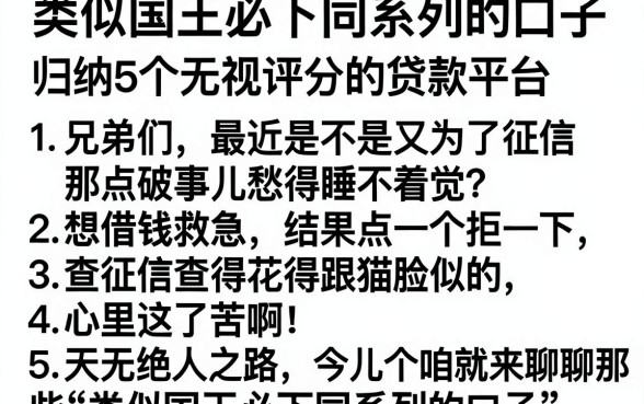 类似国王必下同系列的口子，归纳5个无视评分的贷款平台