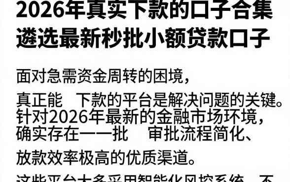 2026年真实下款的口子合集，遴选五个最新秒批小额贷款口子
