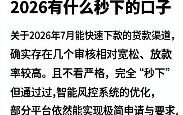2026有什么秒下的口子,归纳五个7月能贷款的app