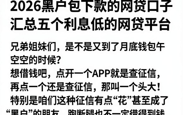 2026黑户包下款的网贷口子,汇总五个利息低的网贷平台