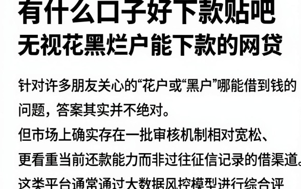 有什么口子好下款贴吧，揭秘五个无视花黑烂户能下款的网贷