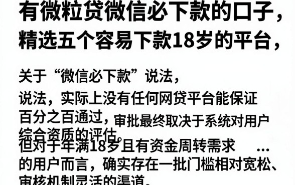 有微粒贷微信必下款的口子,精选五个网贷容易下款18岁的平台