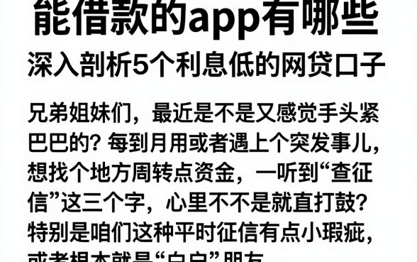 能借款的app有哪些，深入剖析5个利息低的网贷口子