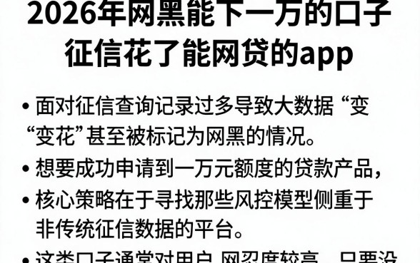 2026年网黑能下一万的口子,概括五个征信花了能网贷的app